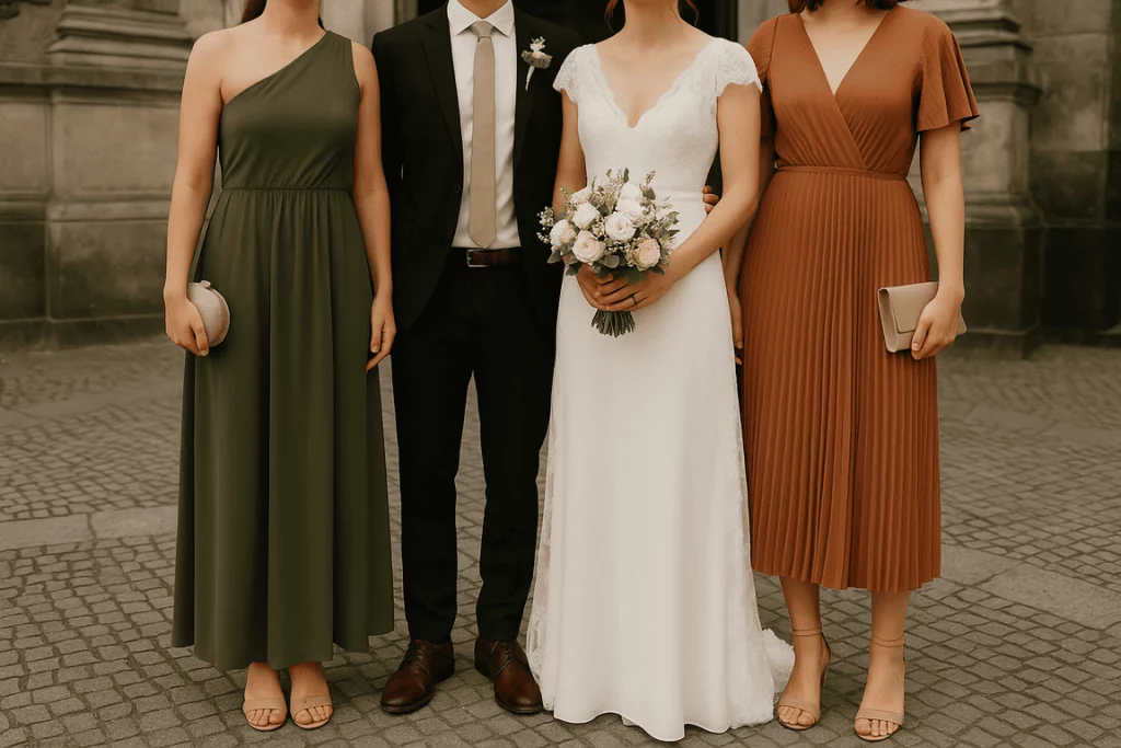 Brautpaar in stilvollem Hochzeitsoutfit – welches outfit für die hochzeit